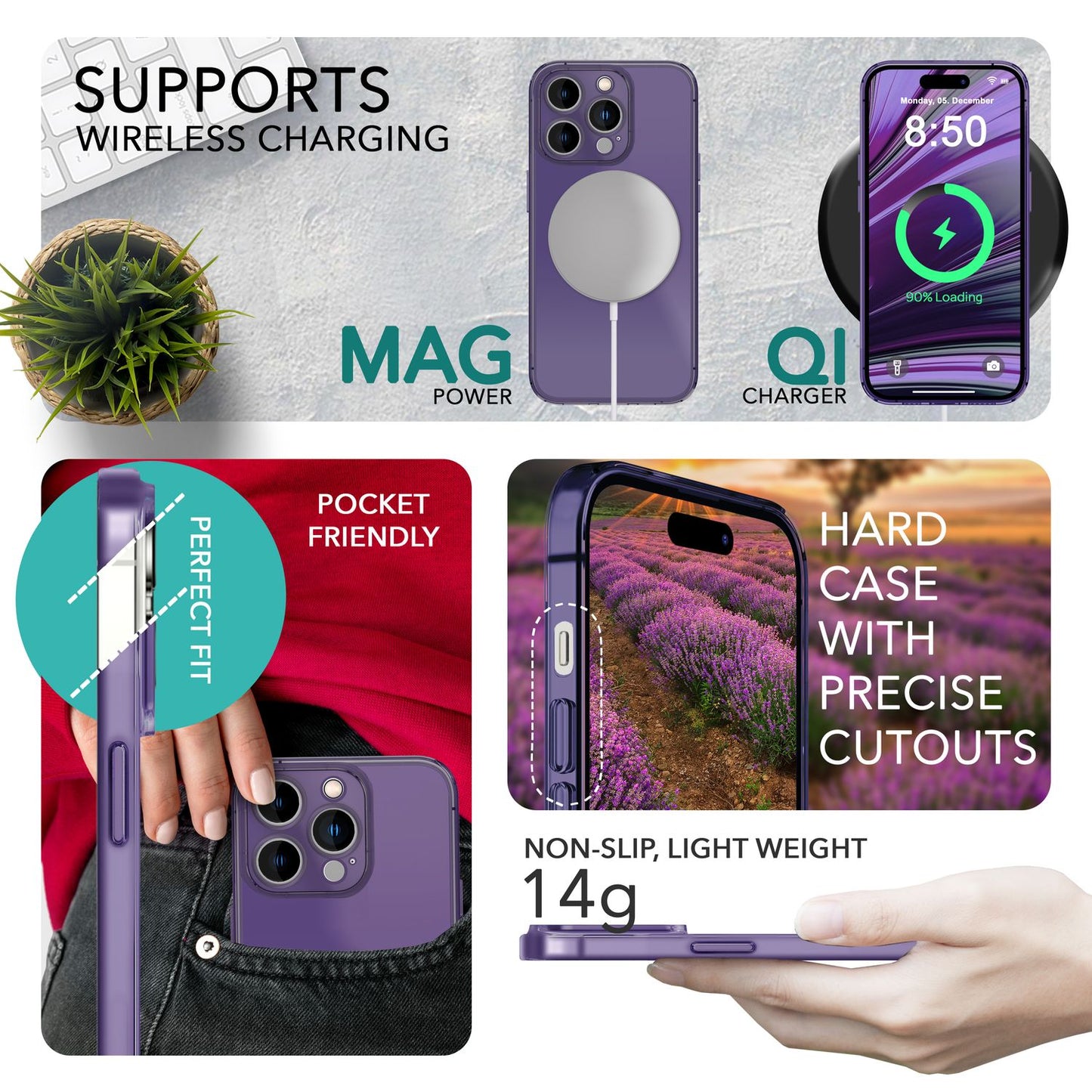 NALIA Ultra Slim Hardcase für iPhone 14 Pro – Matt-Transparent & 0.3mm Dünn – PHANTOM (Dünnes Cover & Kamera-Vollschutz) – Marke aus Berlin
