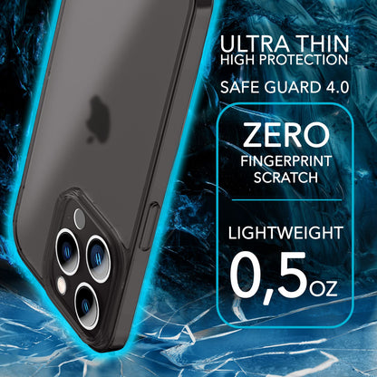 NALIA Ultra Slim Hardcase für iPhone 14 Pro Max – Matt-Transparent & 0.3mm Dünn – PHANTOM (Dünnes Cover & Kamera-Vollschutz) – Marke aus Berlin