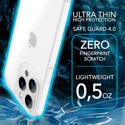NALIA Ultra Slim Hardcase für iPhone 14 Pro Max – Matt-Transparent & 0.3mm Dünn – PHANTOM (Dünnes Cover & Kamera-Vollschutz) – Marke aus Berlin