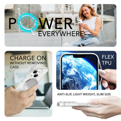 NALIA Transparentes Magnet Case für iPhone 14 Plus – MagPower System (MagSafe kompatibel) – LUMEX (Edle Glas-Optik, aber unzerbrechlich) – Marke aus Berlin