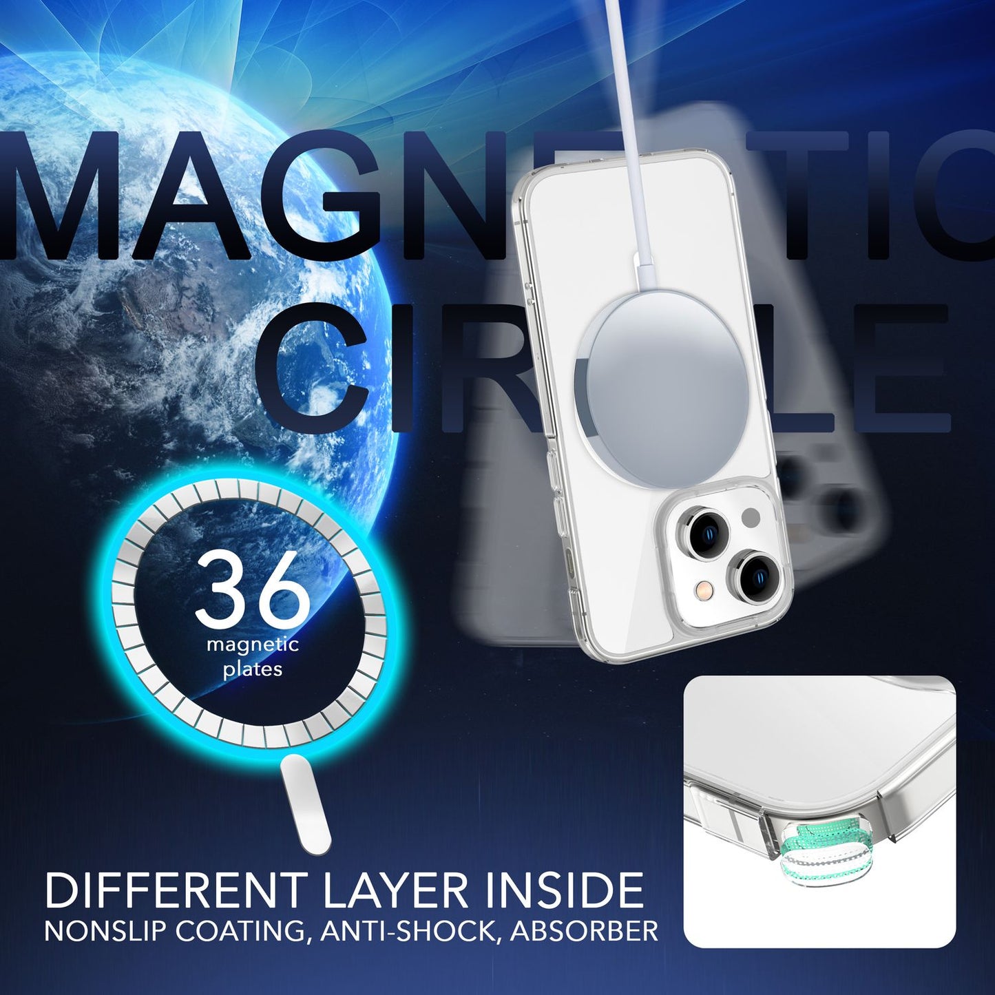 NALIA Transparentes Magnet Case für iPhone 14 Plus – MagPower System (MagSafe kompatibel) – LUMEX (Edle Glas-Optik, aber unzerbrechlich) – Marke aus Berlin