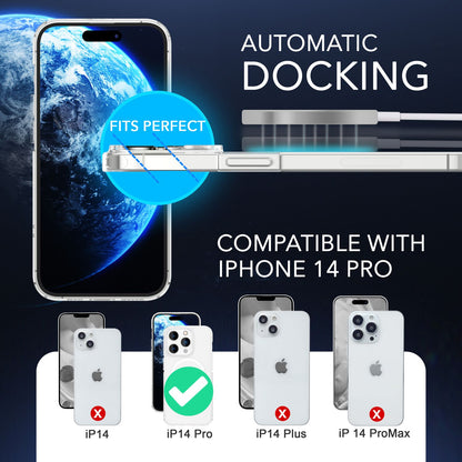 NALIA Transparentes Magnet Case für iPhone 14 Pro – MagPower System (MagSafe kompatibel) – LUMEX (Edle Glas-Optik, aber unzerbrechlich) – Marke aus Berlin