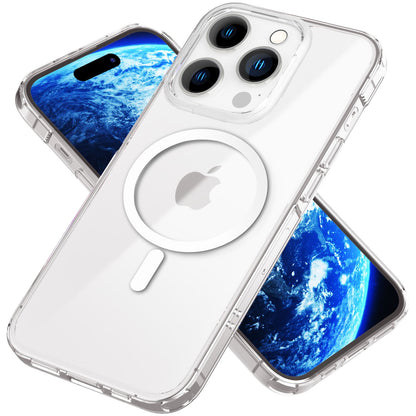 NALIA Transparentes Magnet Case für iPhone 14 Pro Max – MagPower System (MagSafe kompatibel) – LUMEX (Edle Glas-Optik, aber unzerbrechlich) – Marke aus Berlin