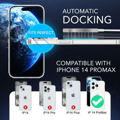 NALIA Transparentes Magnet Case für iPhone 14 Pro Max – MagPower System (MagSafe kompatibel) – LUMEX (Edle Glas-Optik, aber unzerbrechlich) – Marke aus Berlin
