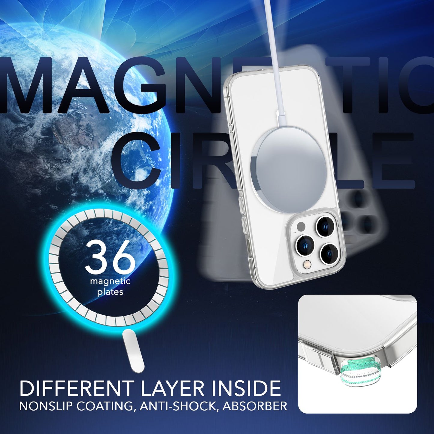 NALIA Transparentes Magnet Case für iPhone 14 Pro Max – MagPower System (MagSafe kompatibel) – LUMEX (Edle Glas-Optik, aber unzerbrechlich) – Marke aus Berlin