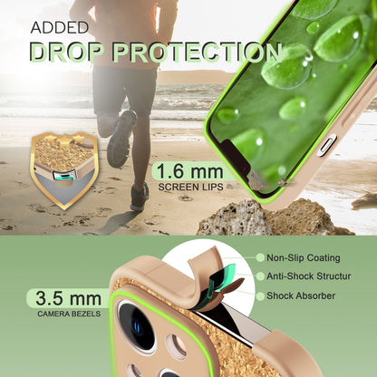 NALIA Schutzhülle mit Echt-Kork kompatibel mit iPhone 14 Plus Hülle, Natur-Kork Hellbraun Anti-Gelb Rutschfest Anti-Fingerabdruck, Harte Rückseite & Mattierter Silikon-Rand, Robuste Handyhülle Cover