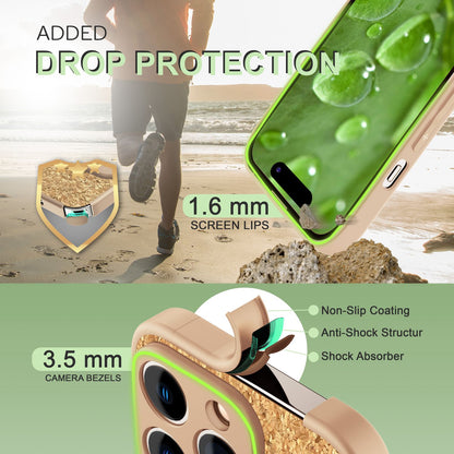 NALIA Schutzhülle mit Echt-Kork kompatibel mit iPhone 14 Pro Hülle, Natur-Kork Hellbraun Anti-Gelb Rutschfest Anti-Fingerabdruck, Harte Rückseite & Mattierter Silikon-Rand, Robuste Handyhülle Cover