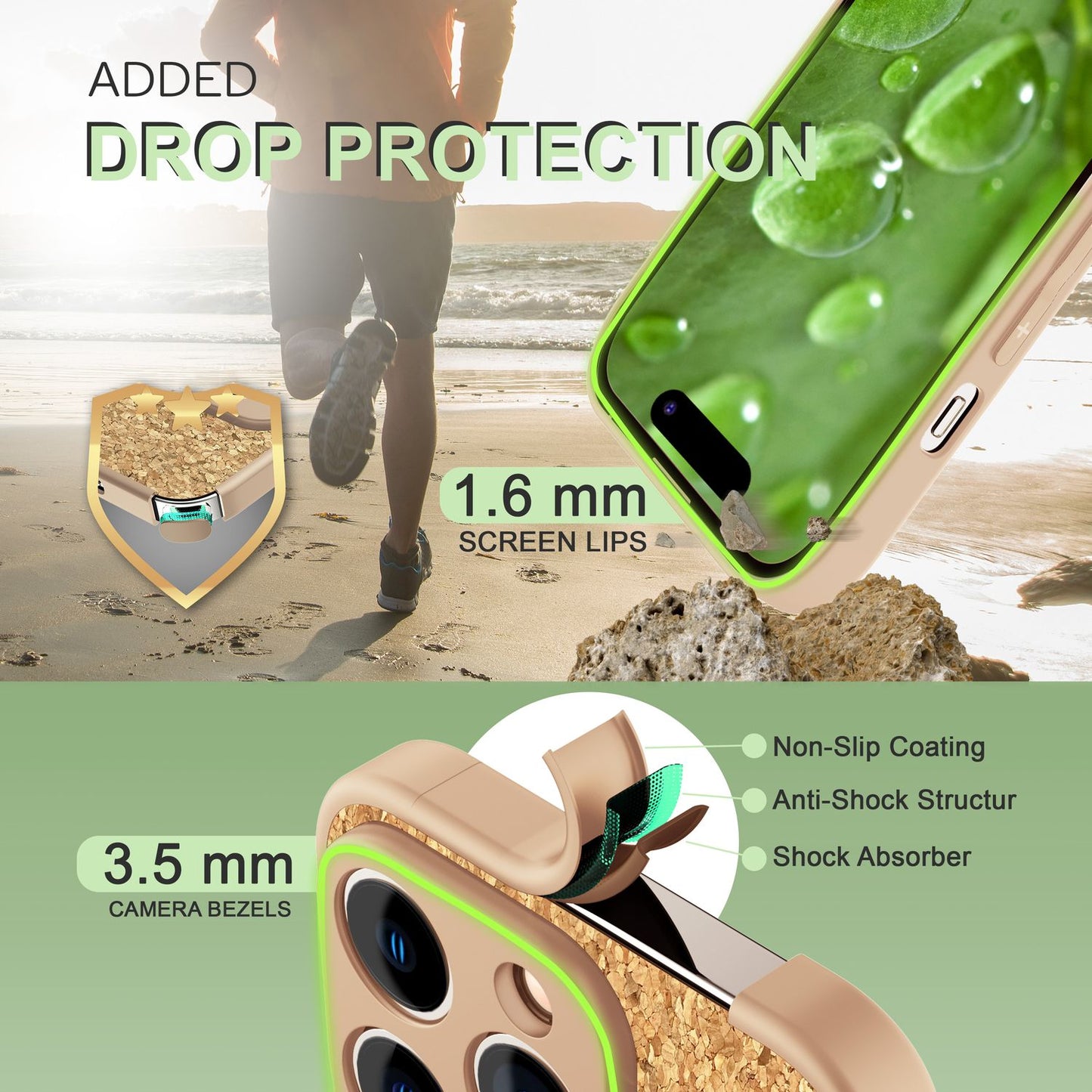 NALIA Schutzhülle mit Echt-Kork kompatibel mit iPhone 14 Pro Max Hülle, Natur-Kork Hellbraun Anti-Gelb Rutschfest Anti-Fingerabdruck, Harte Rückseite & Mattierter Silikon-Rand, Stoßfeste Handyhülle