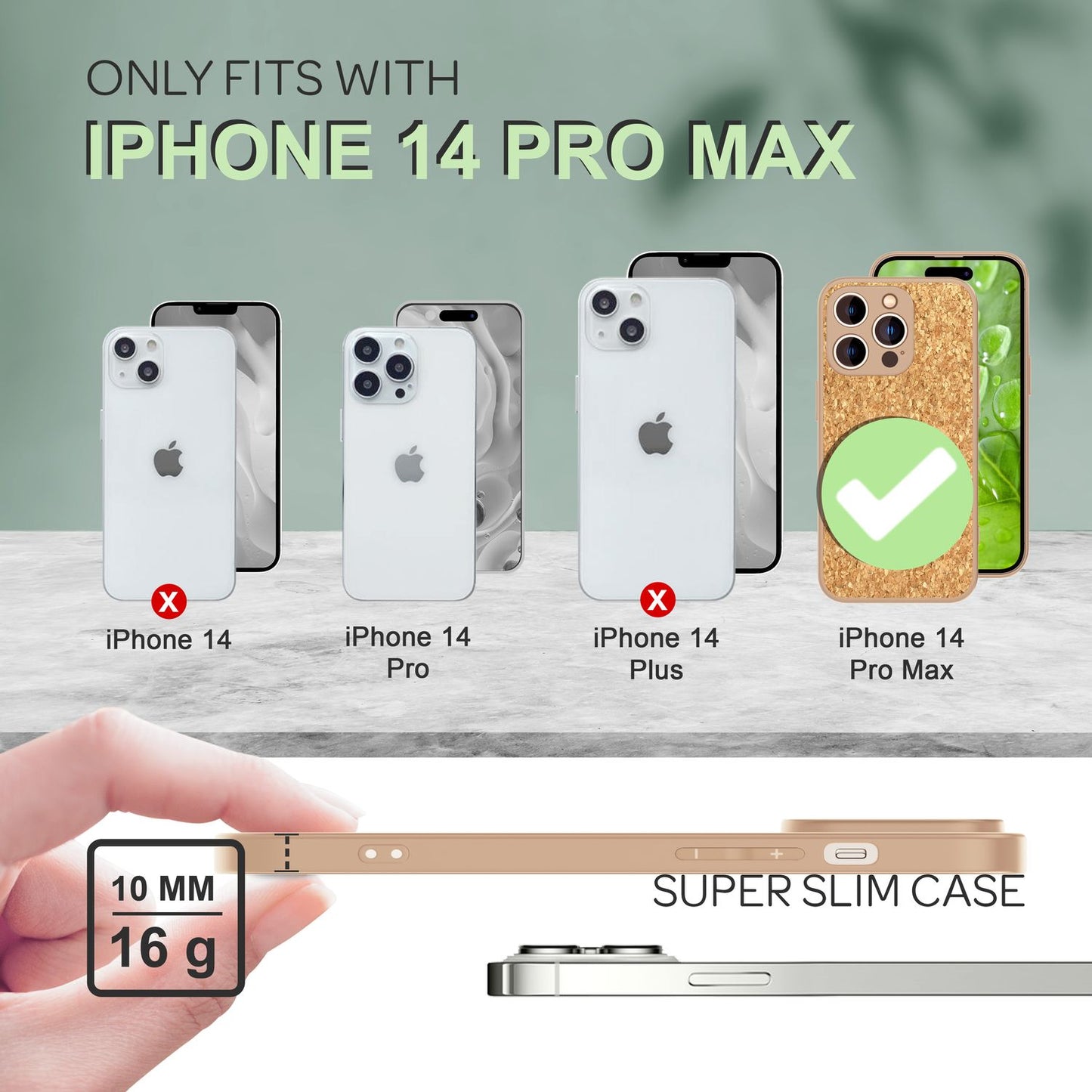 NALIA Schutzhülle mit Echt-Kork kompatibel mit iPhone 14 Pro Max Hülle, Natur-Kork Hellbraun Anti-Gelb Rutschfest Anti-Fingerabdruck, Harte Rückseite & Mattierter Silikon-Rand, Stoßfeste Handyhülle
