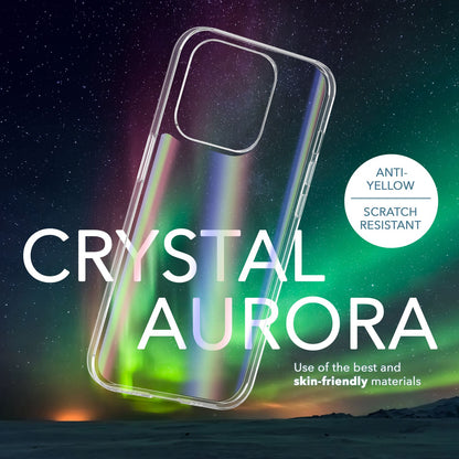 NALIA Transparente Glashülle für iPhone 14 Pro Max – Holografischer Prisma-Effekt (Regenbogen Schimmer) – 9H Hartglas & Anti-Gelb – AURORA – Marke aus Berlin