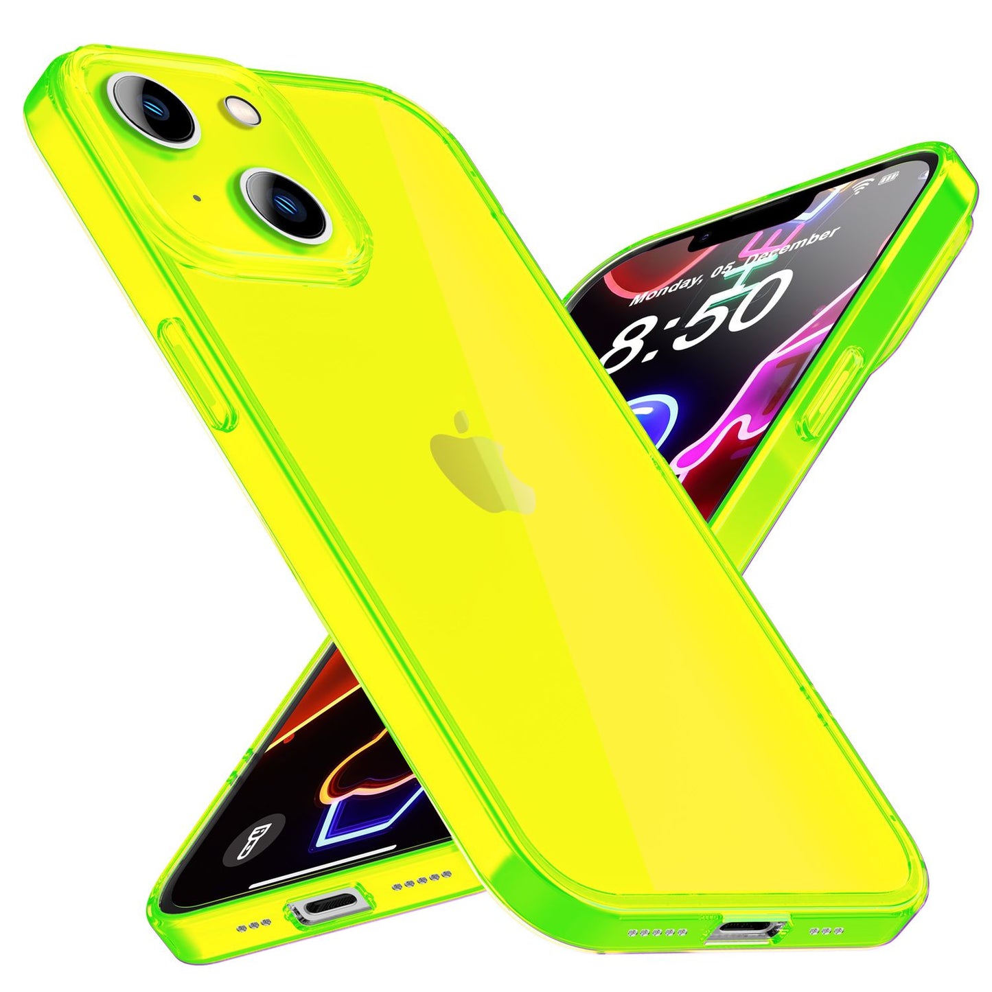 NALIA Neon Silikonhülle für iPhone 14 – Knallige Signal-Farbe & Linsenschutz – VIBE (Transparentes Case) – Marke aus Berlin