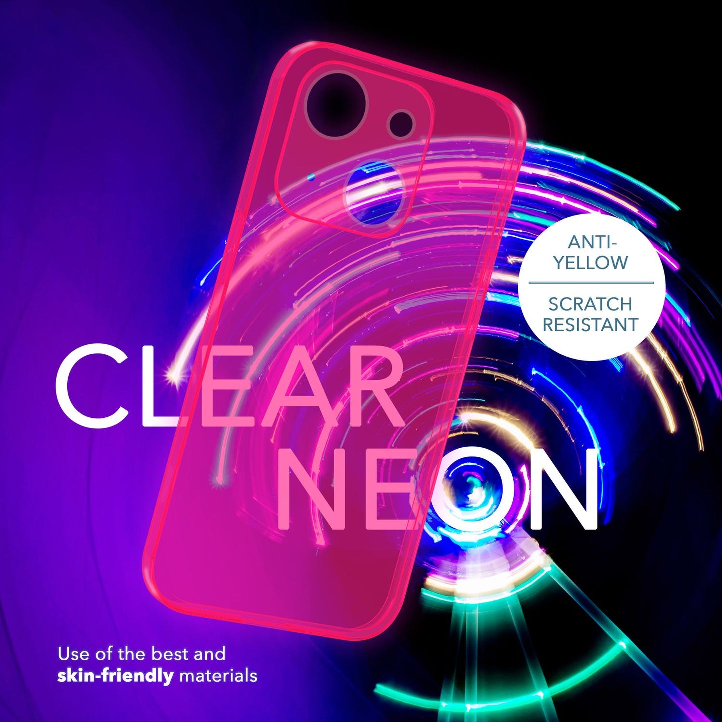 NALIA Neon Silikonhülle für iPhone 14 – Knallige Signal-Farbe & Linsenschutz – VIBE (Transparentes Case) – Marke aus Berlin