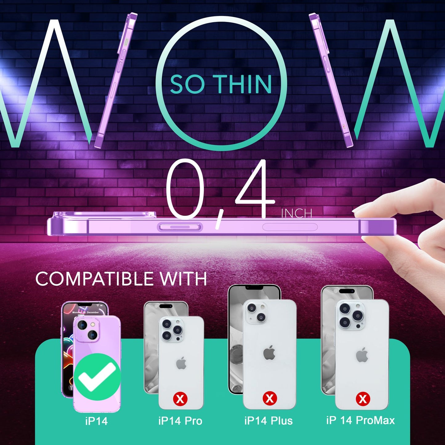 NALIA Neon Silikonhülle für iPhone 14 – Knallige Signal-Farbe & Linsenschutz – VIBE (Transparentes Case) – Marke aus Berlin