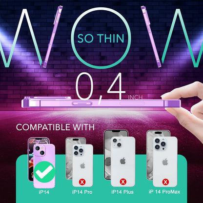 NALIA Neon Silikonhülle für iPhone 14 – Knallige Signal-Farbe & Linsenschutz – VIBE (Transparentes Case) – Marke aus Berlin