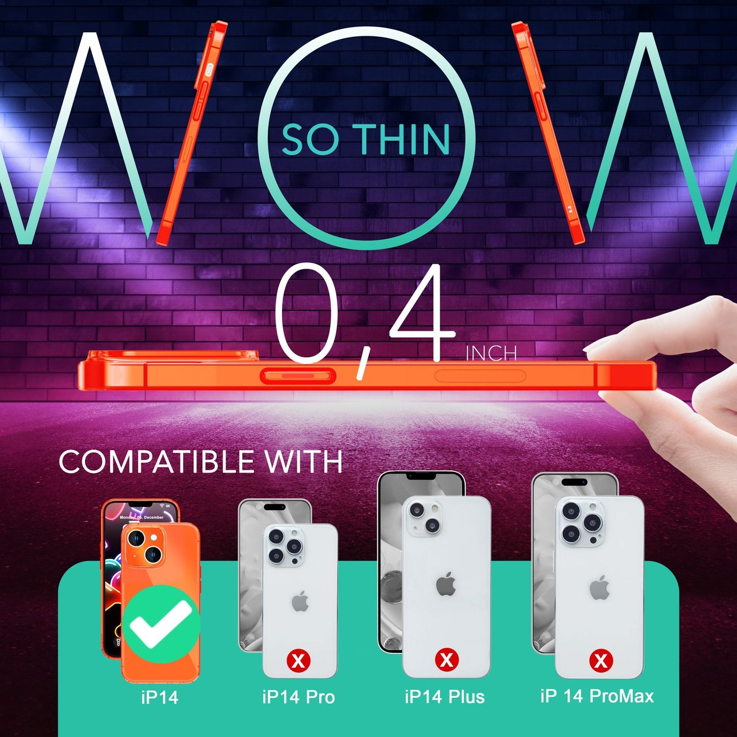 NALIA Neon Silikonhülle für iPhone 14 – Knallige Signal-Farbe & Linsenschutz – VIBE (Transparentes Case) – Marke aus Berlin