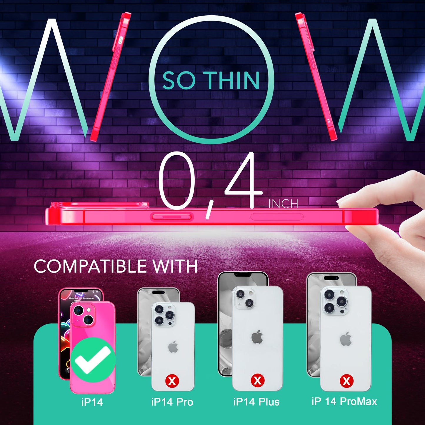NALIA Neon Silikonhülle für iPhone 14 – Knallige Signal-Farbe & Linsenschutz – VIBE (Transparentes Case) – Marke aus Berlin