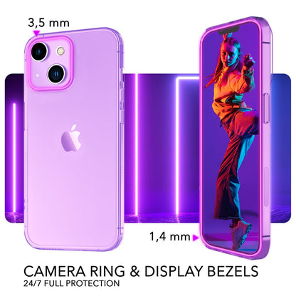 NALIA Neon Silikonhülle für iPhone 14 – Knallige Signal-Farbe & Linsenschutz – VIBE (Transparentes Case) – Marke aus Berlin