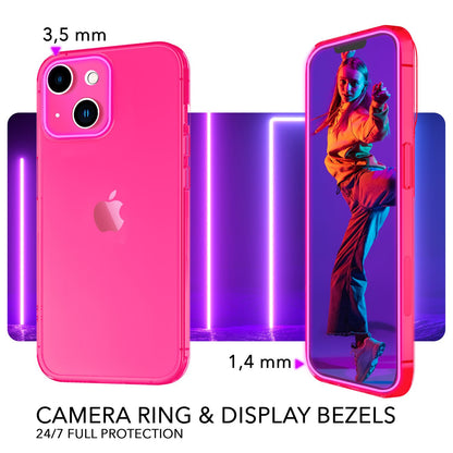 NALIA Neon Silikonhülle für iPhone 14 – Knallige Signal-Farbe & Linsenschutz – VIBE (Transparentes Case) – Marke aus Berlin