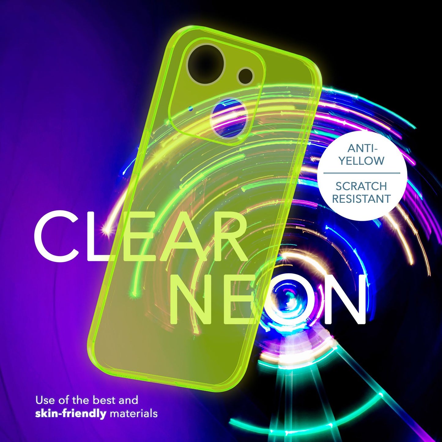 NALIA Neon Silikonhülle für iPhone 14 Plus – Knallige Signal-Farbe & Linsenschutz – VIBE (Transparentes Case) – Marke aus Berlin