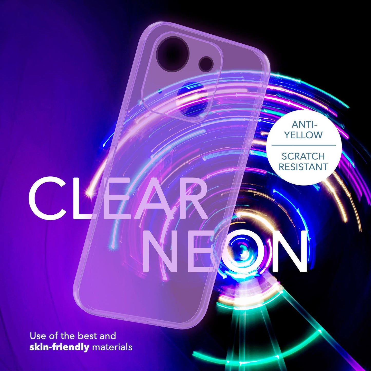 NALIA Neon Silikonhülle für iPhone 14 Plus – Knallige Signal-Farbe & Linsenschutz – VIBE (Transparentes Case) – Marke aus Berlin