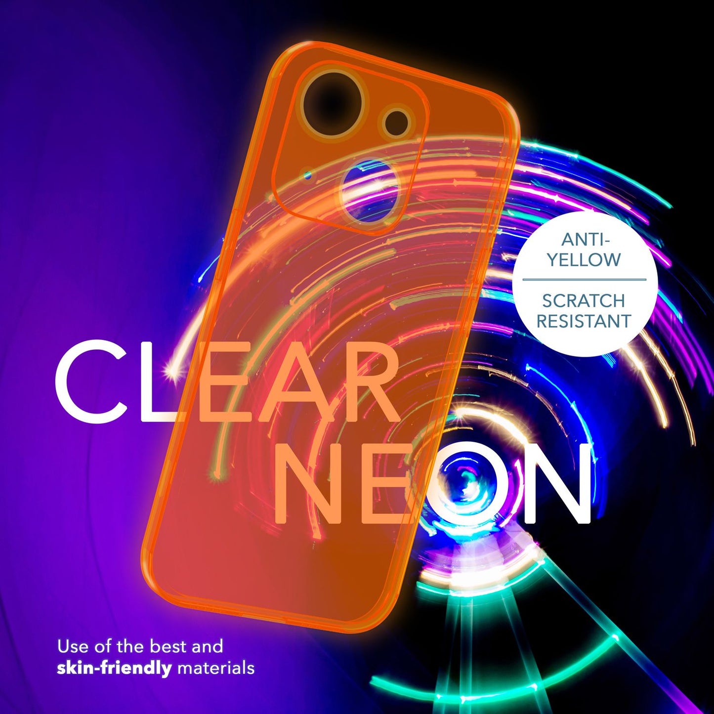 NALIA Neon Silikonhülle für iPhone 14 Plus – Knallige Signal-Farbe & Linsenschutz – VIBE (Transparentes Case) – Marke aus Berlin