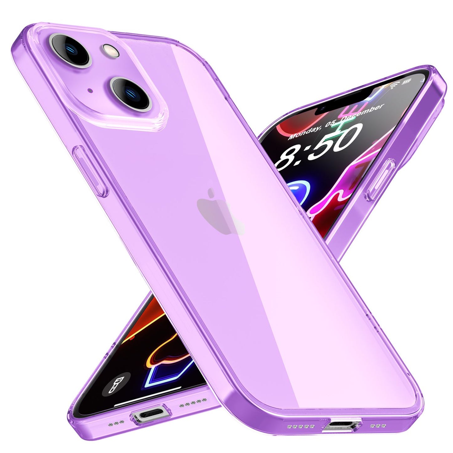 NALIA Neon Silikonhülle für iPhone 14 Plus – Knallige Signal-Farbe & Linsenschutz – VIBE (Transparentes Case) – Marke aus Berlin