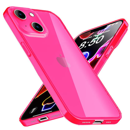 NALIA Neon Silikonhülle für iPhone 14 Plus – Knallige Signal-Farbe & Linsenschutz – VIBE (Transparentes Case) – Marke aus Berlin