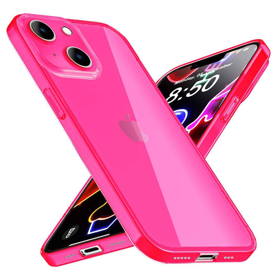 NALIA Neon Silikonhülle für iPhone 14 Plus – Knallige Signal-Farbe & Linsenschutz – VIBE (Transparentes Case) – Marke aus Berlin