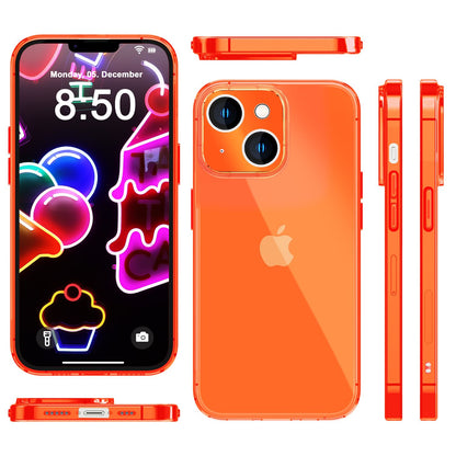 NALIA Neon Silikonhülle für iPhone 14 Plus – Knallige Signal-Farbe & Linsenschutz – VIBE (Transparentes Case) – Marke aus Berlin