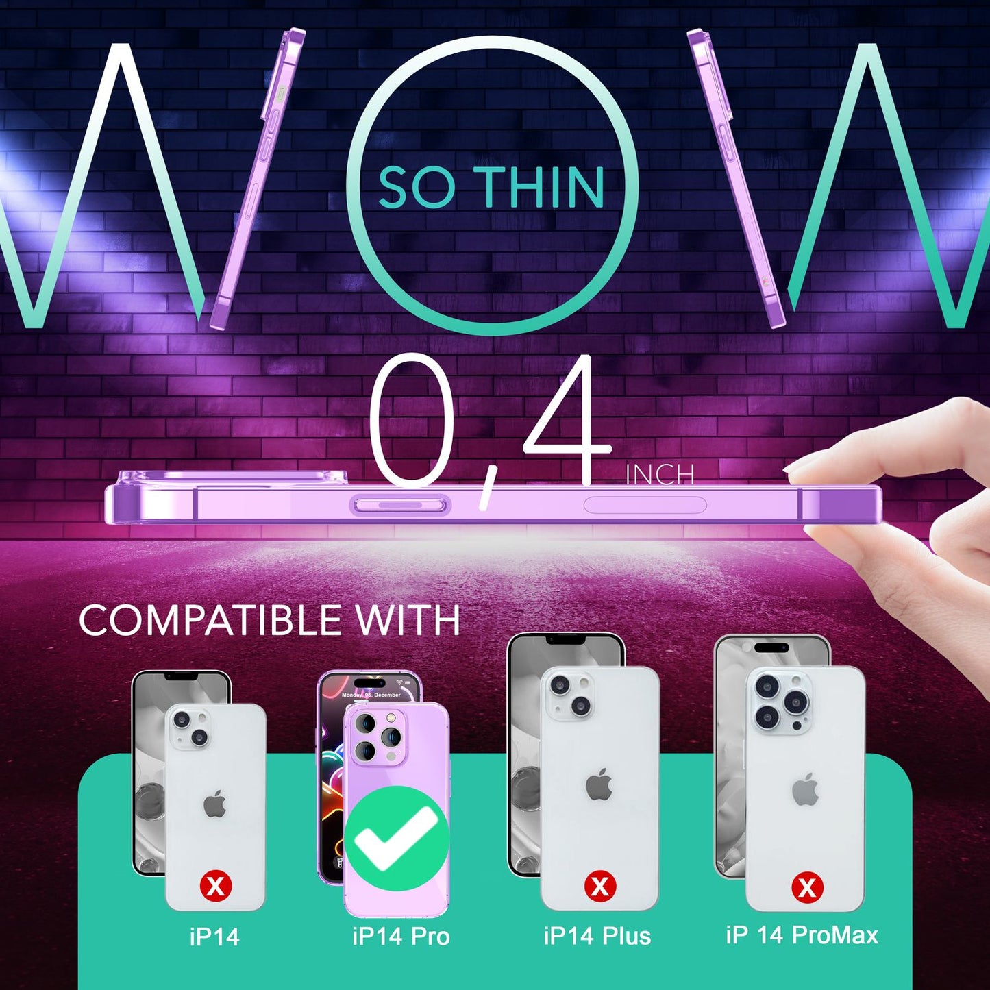 NALIA Neon Silikonhülle für iPhone 14 Pro – Knallige Signal-Farbe & Linsenschutz – VIBE (Transparentes Case) – Marke aus Berlin