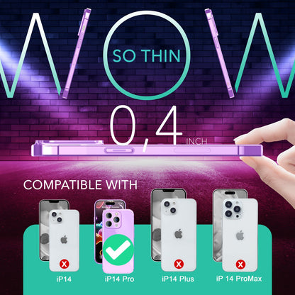 NALIA Neon Silikonhülle für iPhone 14 Pro – Knallige Signal-Farbe & Linsenschutz – VIBE (Transparentes Case) – Marke aus Berlin