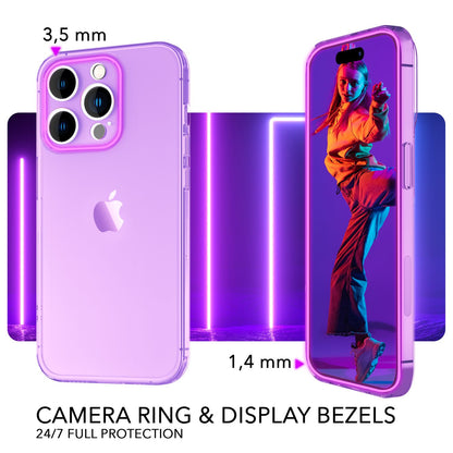 NALIA Neon Silikonhülle für iPhone 14 Pro – Knallige Signal-Farbe & Linsenschutz – VIBE (Transparentes Case) – Marke aus Berlin