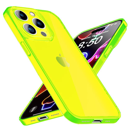 NALIA Neon Silikonhülle für iPhone 14 Pro Max – Knallige Signal-Farbe & Linsenschutz – VIBE (Transparentes Case) – Marke aus Berlin