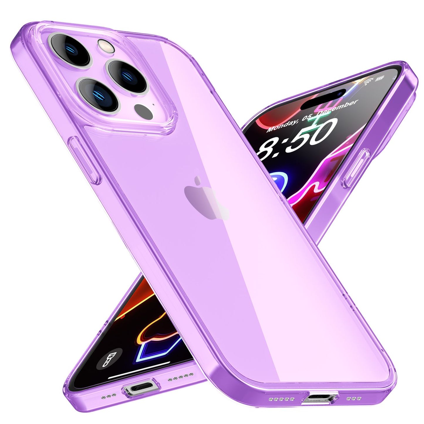 NALIA Neon Silikonhülle für iPhone 14 Pro Max – Knallige Signal-Farbe & Linsenschutz – VIBE (Transparentes Case) – Marke aus Berlin