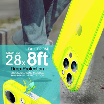 NALIA Neon Silikonhülle für iPhone 14 Pro Max – Knallige Signal-Farbe & Linsenschutz – VIBE (Transparentes Case) – Marke aus Berlin