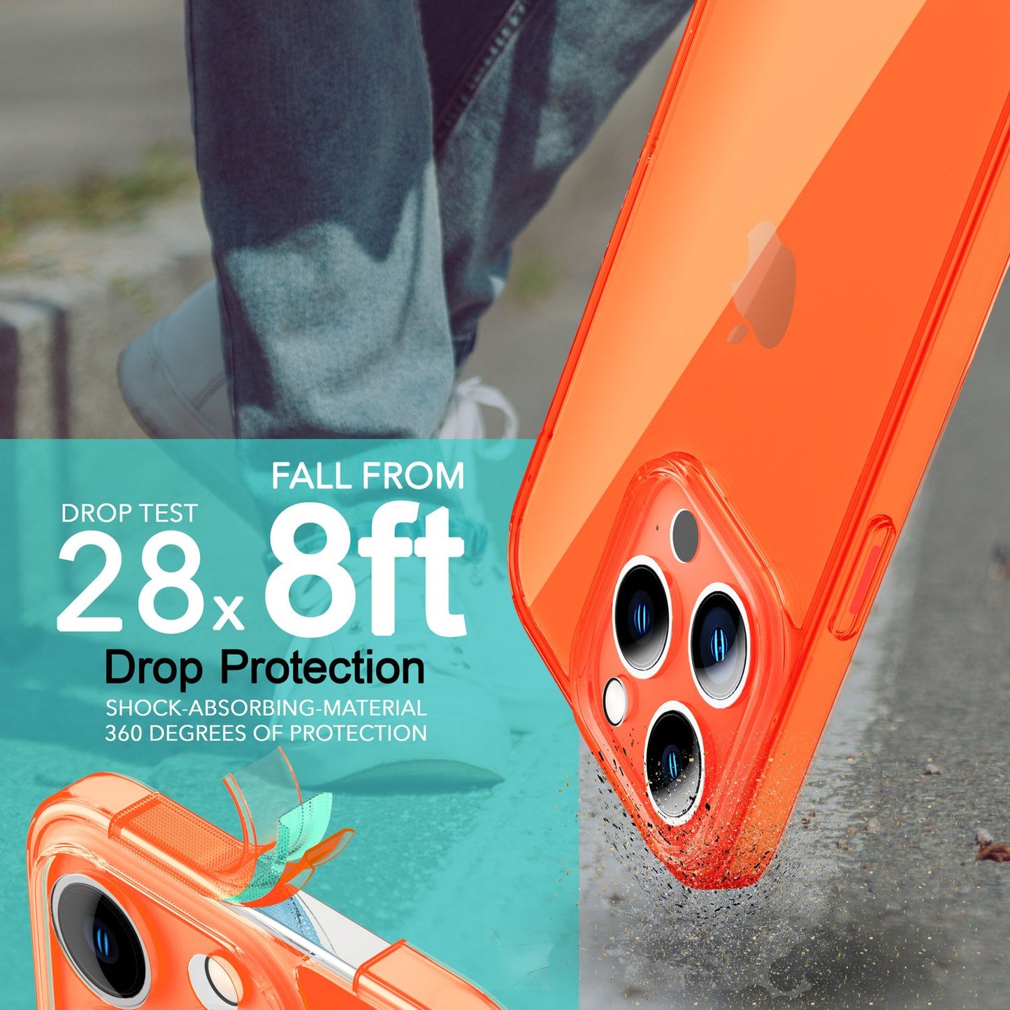NALIA Neon Silikonhülle für iPhone 14 Pro Max – Knallige Signal-Farbe & Linsenschutz – VIBE (Transparentes Case) – Marke aus Berlin