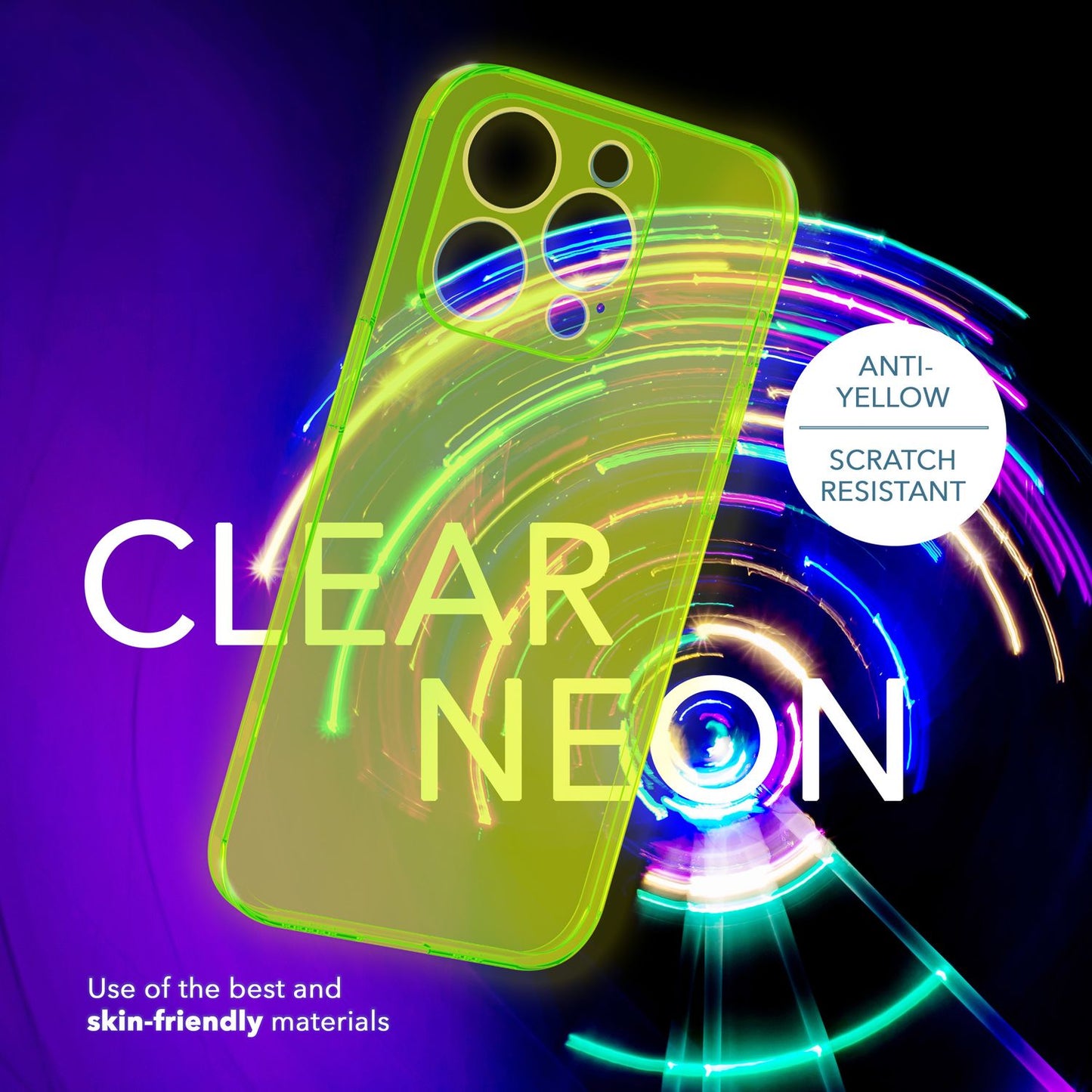 NALIA Neon Silikonhülle für iPhone 14 Pro Max – Knallige Signal-Farbe & Linsenschutz – VIBE (Transparentes Case) – Marke aus Berlin