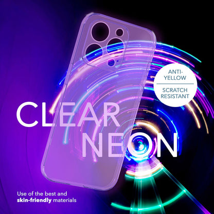 NALIA Neon Silikonhülle für iPhone 14 Pro Max – Knallige Signal-Farbe & Linsenschutz – VIBE (Transparentes Case) – Marke aus Berlin