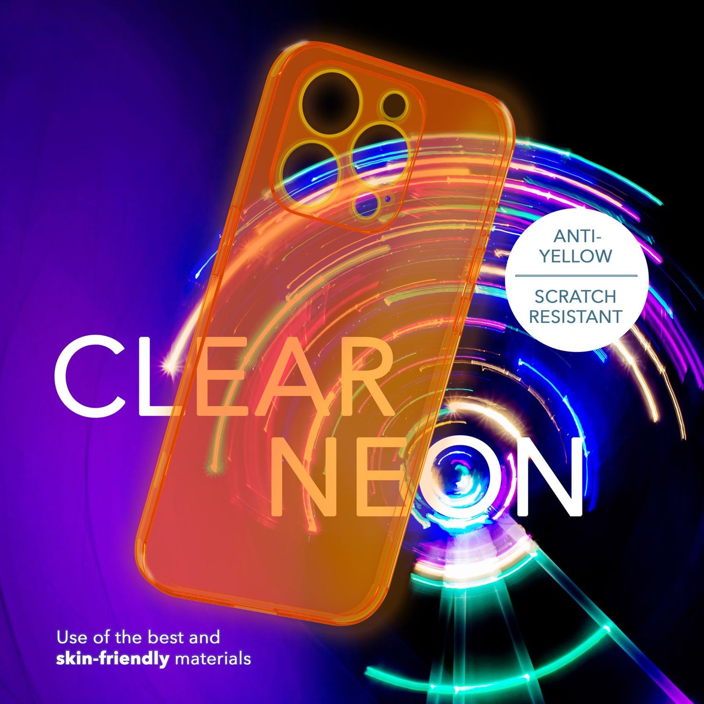 NALIA Neon Silikonhülle für iPhone 14 Pro Max – Knallige Signal-Farbe & Linsenschutz – VIBE (Transparentes Case) – Marke aus Berlin