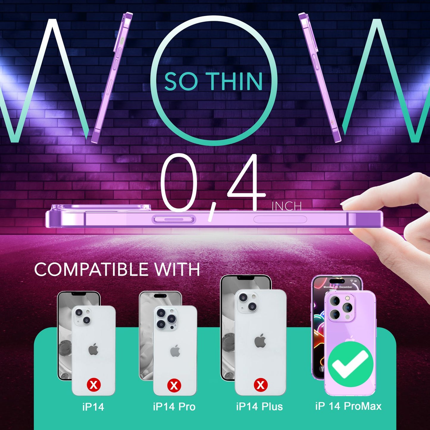 NALIA Neon Silikonhülle für iPhone 14 Pro Max – Knallige Signal-Farbe & Linsenschutz – VIBE (Transparentes Case) – Marke aus Berlin