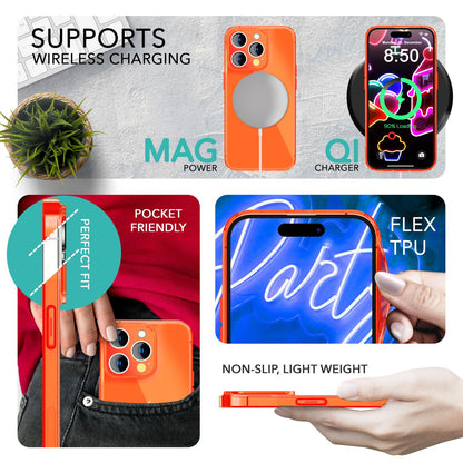 NALIA Neon Silikonhülle für iPhone 14 Pro Max – Knallige Signal-Farbe & Linsenschutz – VIBE (Transparentes Case) – Marke aus Berlin