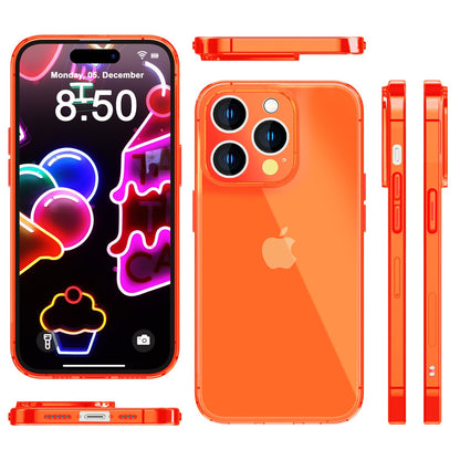 NALIA Neon Silikonhülle für iPhone 14 Pro Max – Knallige Signal-Farbe & Linsenschutz – VIBE (Transparentes Case) – Marke aus Berlin