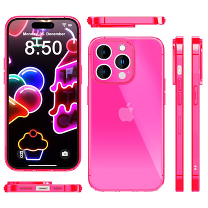 NALIA Neon Silikonhülle für iPhone 14 Pro Max – Knallige Signal-Farbe & Linsenschutz – VIBE (Transparentes Case) – Marke aus Berlin