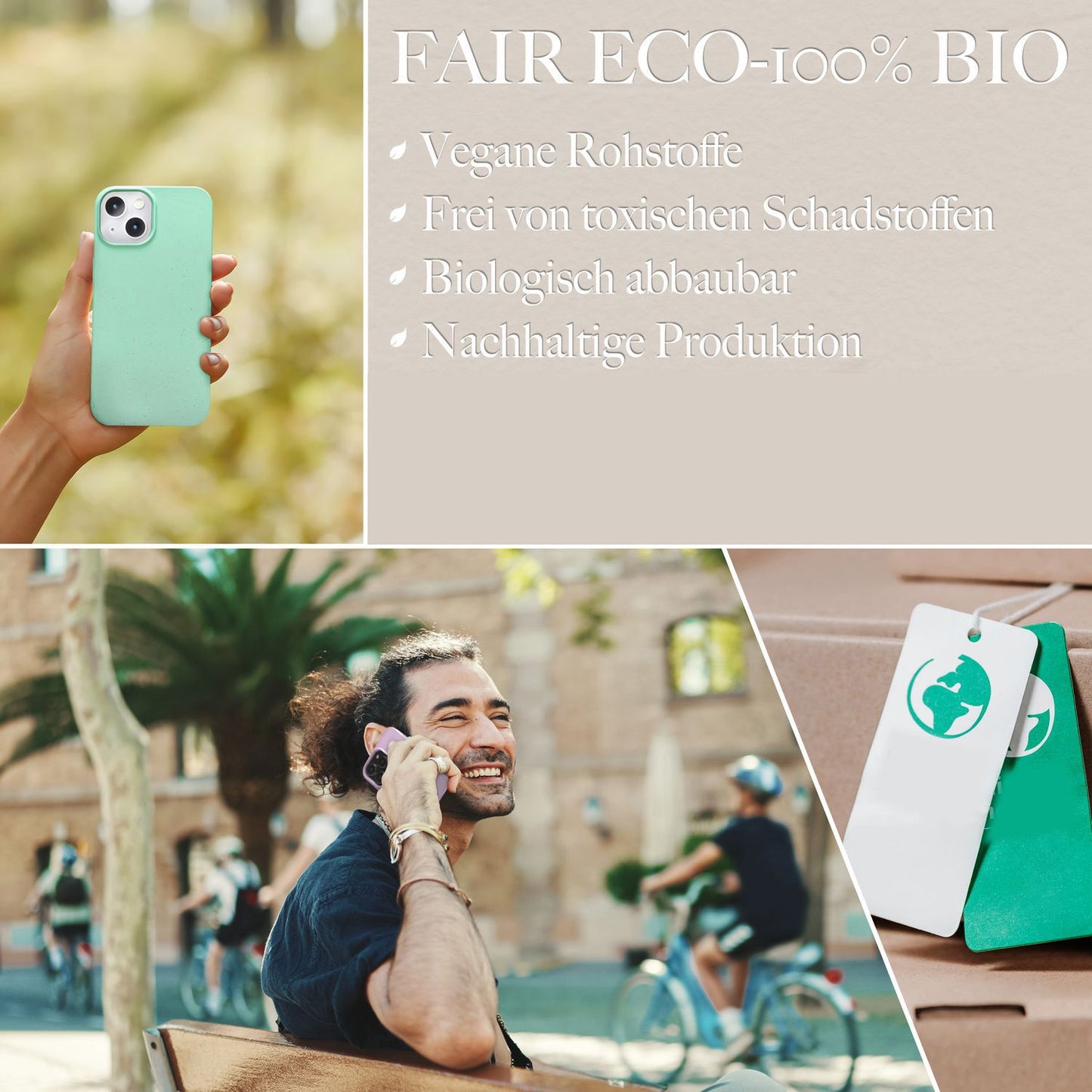 NALIA Handyhülle für iPhone 14 Plus – MagSafe kompatibel & Weizenstroh-Mix – ECOFIT (Pflanzenbasiert, Rutschfest & Matt) – Marke aus Berlin