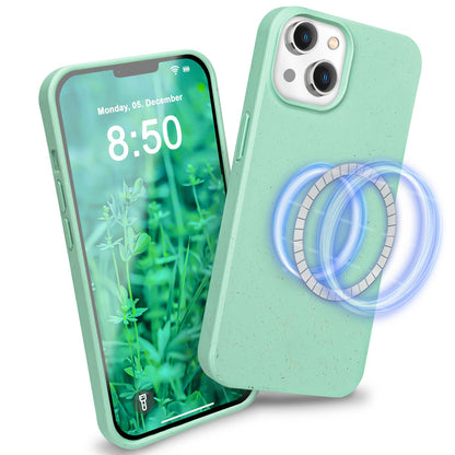 NALIA Handyhülle für iPhone 14 Plus – MagSafe kompatibel & Weizenstroh-Mix – ECOFIT (Pflanzenbasiert, Rutschfest & Matt) – Marke aus Berlin