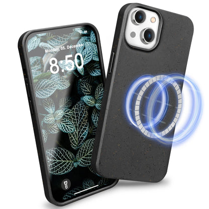 NALIA Handyhülle für iPhone 14 Plus – MagSafe kompatibel & Weizenstroh-Mix – ECOFIT (Pflanzenbasiert, Rutschfest & Matt) – Marke aus Berlin