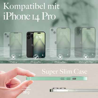 NALIA Handyhülle für iPhone 14 Pro – MagSafe kompatibel & Weizenstroh-Mix – ECOFIT (Pflanzenbasiert, Rutschfest & Matt) – Marke aus Berlin