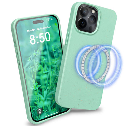 NALIA Handyhülle für iPhone 14 Pro – MagSafe kompatibel & Weizenstroh-Mix – ECOFIT (Pflanzenbasiert, Rutschfest & Matt) – Marke aus Berlin
