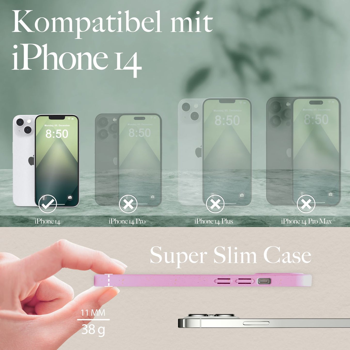 NALIA Handyhülle für iPhone 14 – Weizenstroh Case (Pflanzenbasiert) – BIOVERA – Matt & Stoßfest (Vegan) – Marke aus Berlin