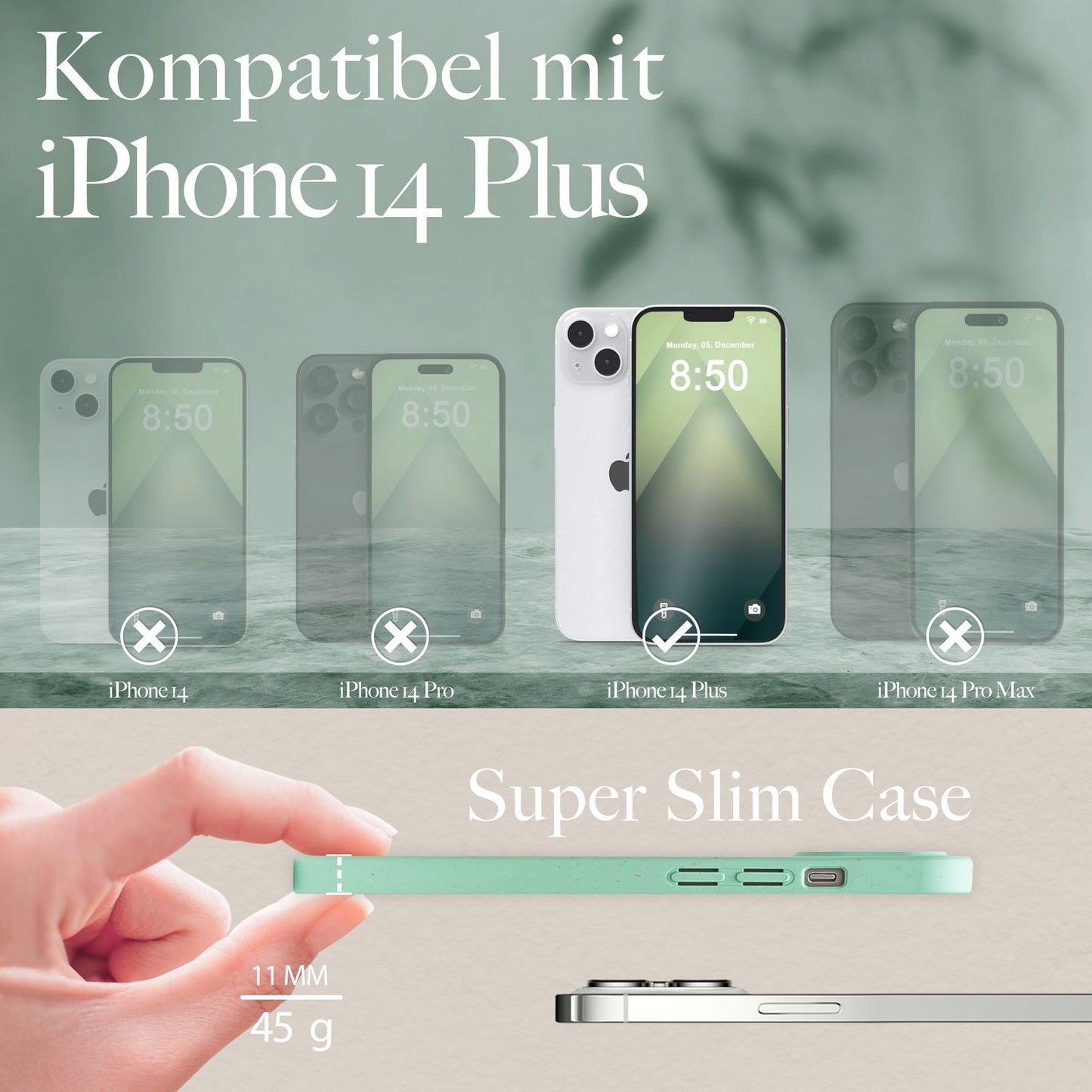 NALIA Handyhülle für iPhone 14 Plus – Weizenstroh Case (Pflanzenbasiert) – BIOVERA – Matt & Stoßfest (Vegan) – Marke aus Berlin